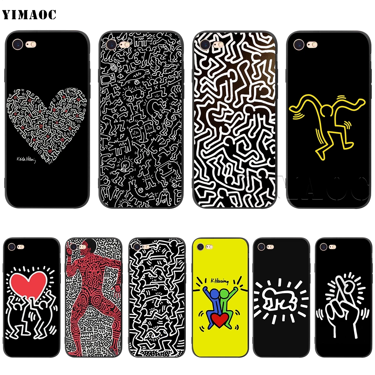 

YIMAOC Keith Haring Silicone Soft Case for iPhone XS Max XR X 8 7 6 6S Plus 5 5S SE