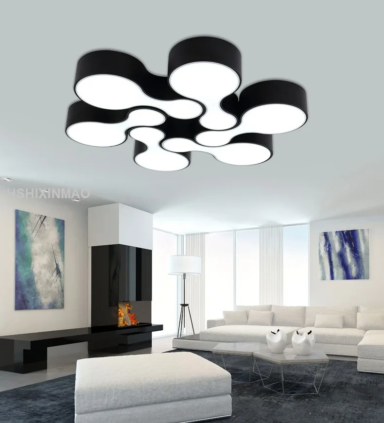 

NEW Modern Led Bowling Ceiling Light Home Living Room Bedroom Minimalism Ceiling Lamps White And Black Body Decoration 85-265V