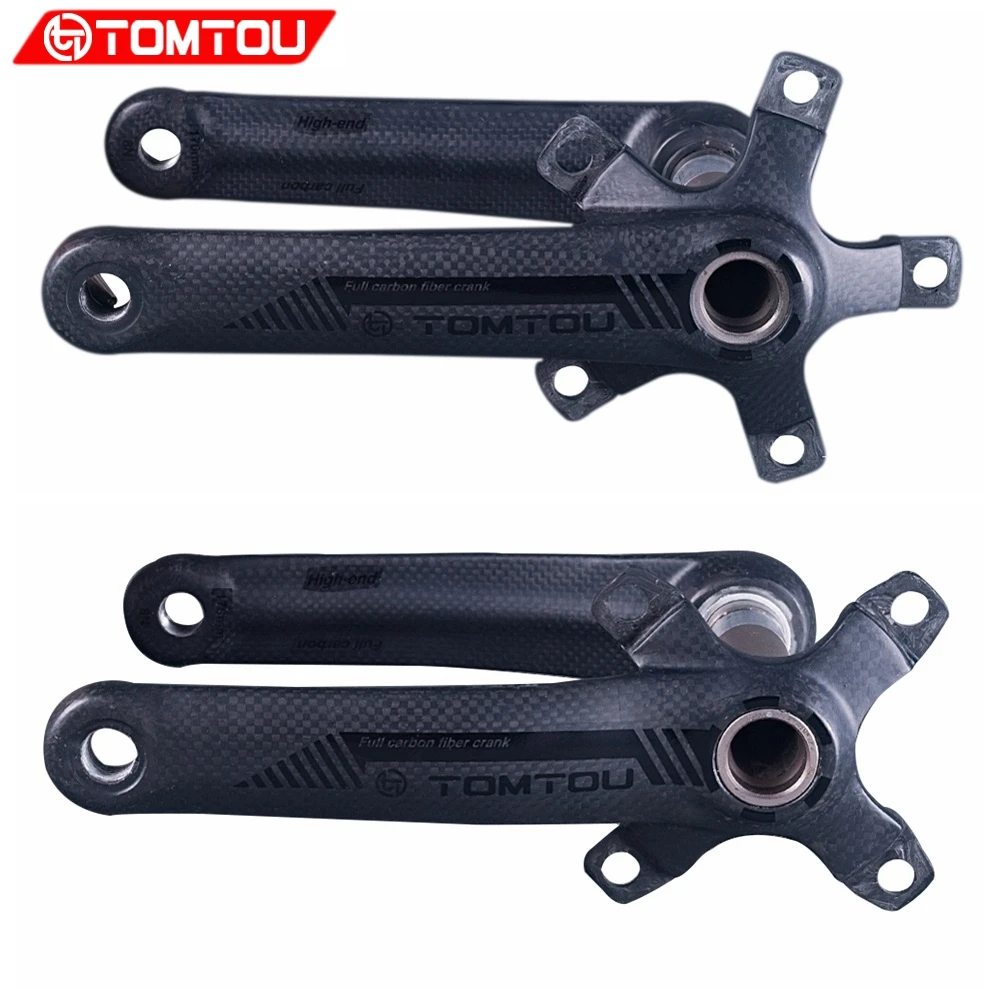 

TOMTOU Carbon Fiber Bicycle Crank MTB Road Bike Crankset Mountain Bike Parts Length 170mm/175mm BCD 104/110/130mm
