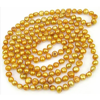 

Gorgeous Pearl Jewellery,50inches Long AA 6-7MM Orange Cultured Pearl Necklace.
