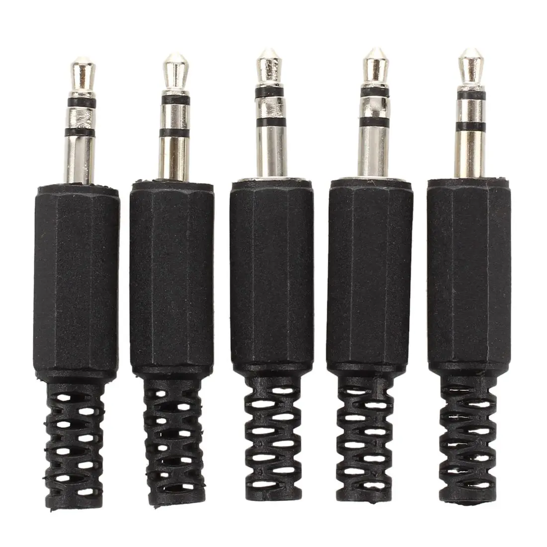 

5 Pcs Black Plastic Housing 3.5mm Audio Jack Plug Headphone Connector