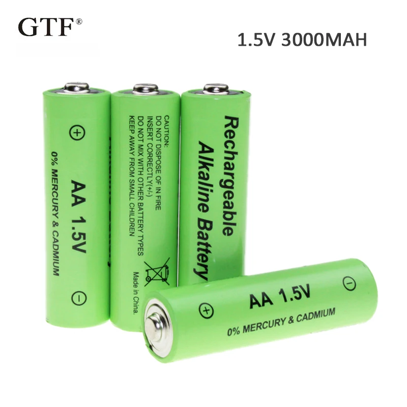 

4pcs 1.5V 3000mah AA Battery alkaline Rechargeable Battery for Flashlight rechargeable Battery Portable LED powerbank cr123a