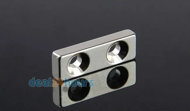 

10PCS Super Strong 30 x 10 x 5 mm Strong Block Magnets 2 Countersunk Holes 4mm Rare Earth Neodymium N35 OMO Magnetics