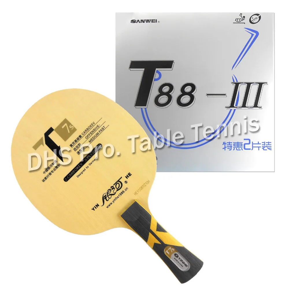 

Galaxy YINHE YINHE T7s Table Tennis Blade with 2x Sanwei T88-III Rubbers for PingPong Racket Long shakehand FL