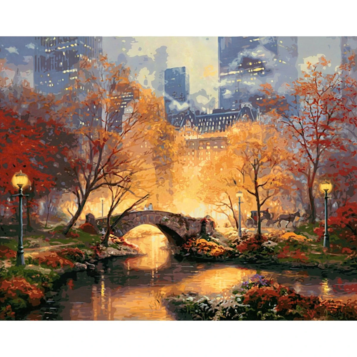 JX-LCLYL 50*40cm DIY Paint By Number Kit Digital Oil Painting Canvas Beautiful City Park