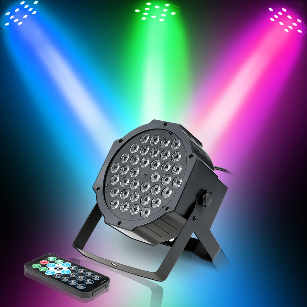 

DMX512 Sound Party Lights 36LED 36W 7Channel Remote Control Mini PAR disco Light RGB Stage Lamp for Wedding Party DJ Bar