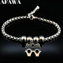 Семейный Браслет из нержавеющей стали для двух девушек, женский браслет из бусина серебряного цвета, ювелирные браслеты B18344