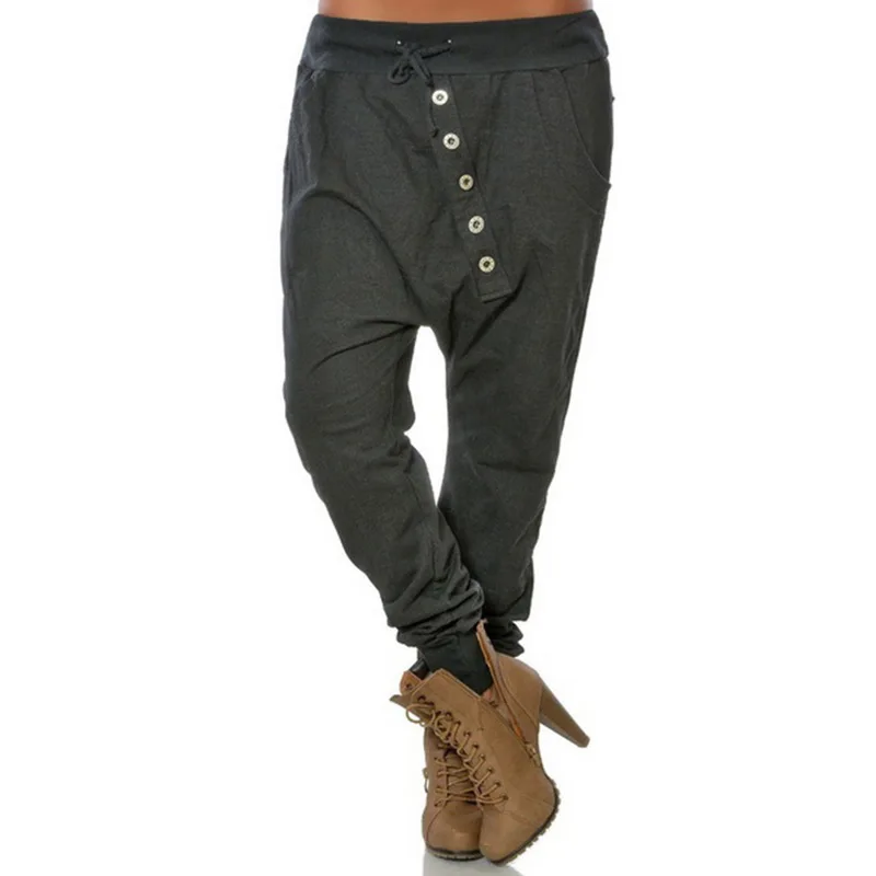 Laamei/повседневные штаны-шаровары с высокой талией, свободные бандажные одноцветные длинные брюки, женские базовые утягивающие панталоны, спортивные брюки размера плюс