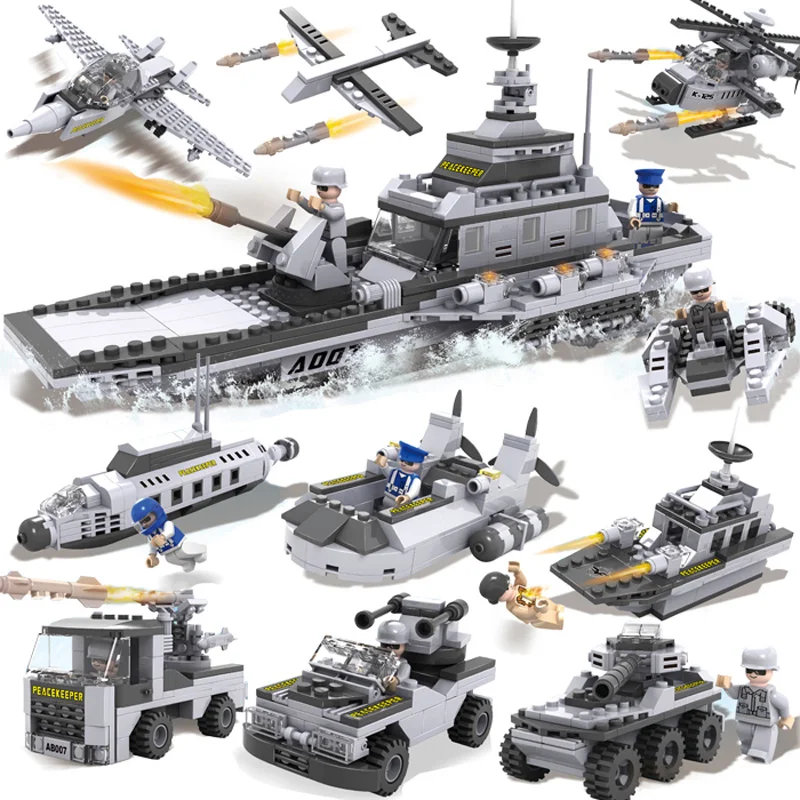 8pcs/set Playmobil Military Star Wars Spaceship Building Blocks Montessori Brick Toys Brinquedos