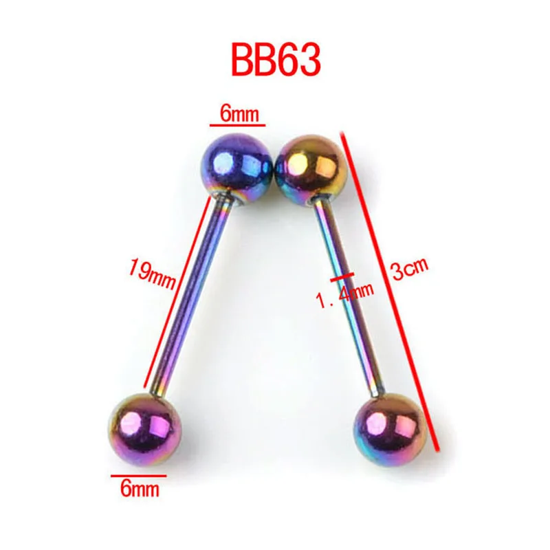 316L штанга нержавеющая сталь 17 г язык кольца Лабрет ниппель Бар кольцо пирсинг ювелирные изделия 1,4 мм 19 мм Длина 5 шт. золото черный