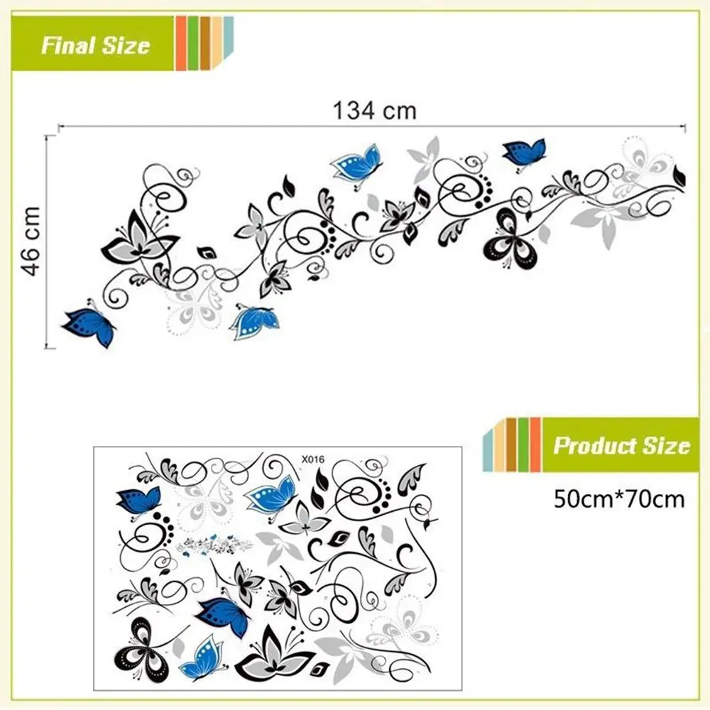 Flower Vine Butterflies Wall Stickers Living Room Decor Home Decals Exquisite Art Mural Pvc Print Posters Home Room Decorations