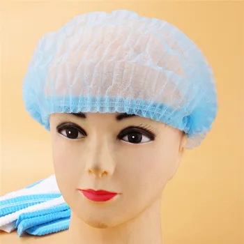 

100PCS/Lot Disposable Blue Medical Hair Net Cap Non-Woven Bouffant Stretch Dust Cap For Tattoo Cleaning Supplies