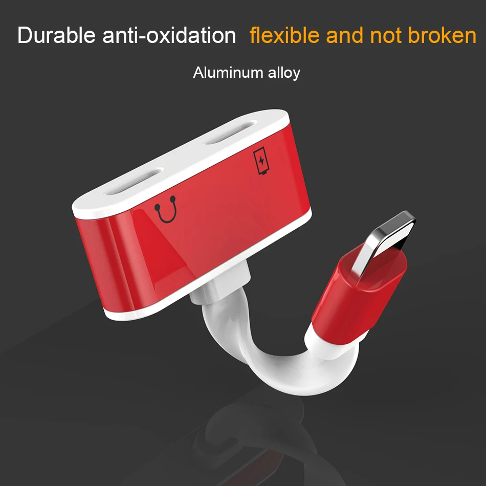 !ACCEZZ TPE AUX Dual Lighting Adapter Cable For iPhone 7 8 Plus XR XS MAX X Audio Calling Charging Connector For IOS 10 11 12 (3)