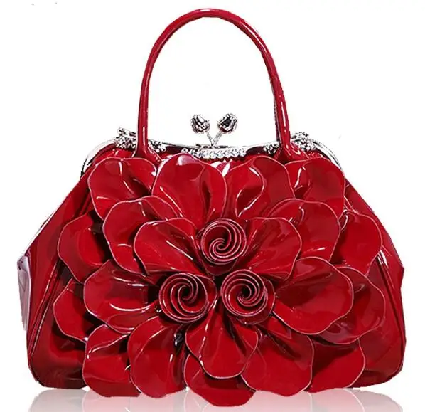 LADSOUL Цветочные лакированные кожаные женские сумки хорошего качества роскошные женские сумки большие цветы повседневные женские сумки на плечо A739/g - Цвет: red