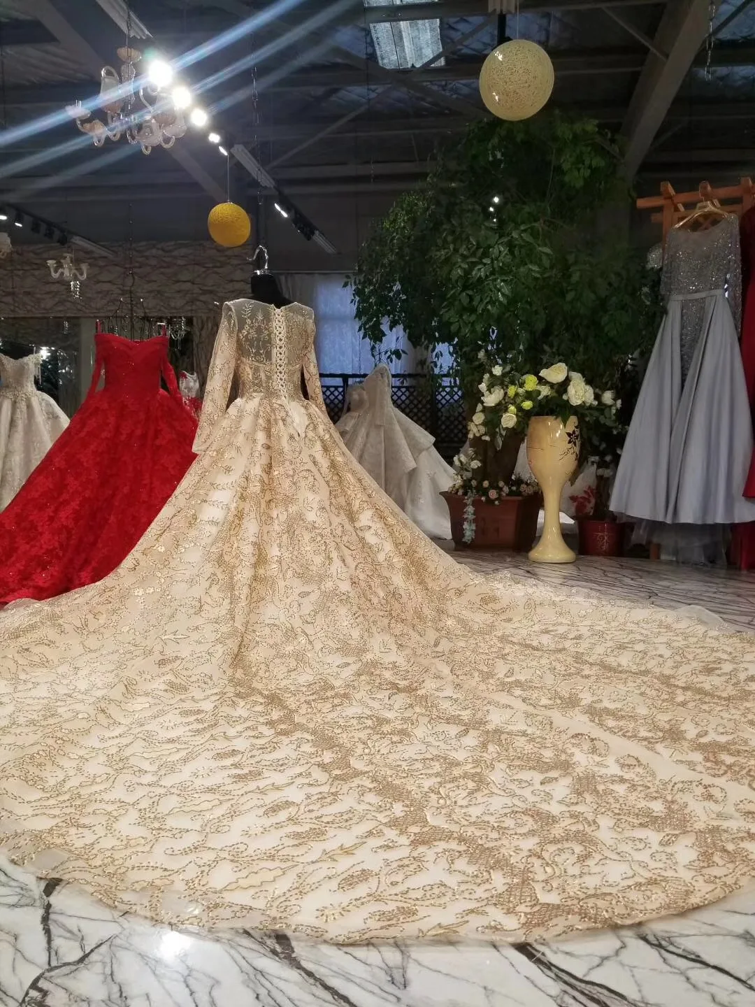 Розовое золото бальное платье с блестящими блестками для свадьбы 2018 золотое в