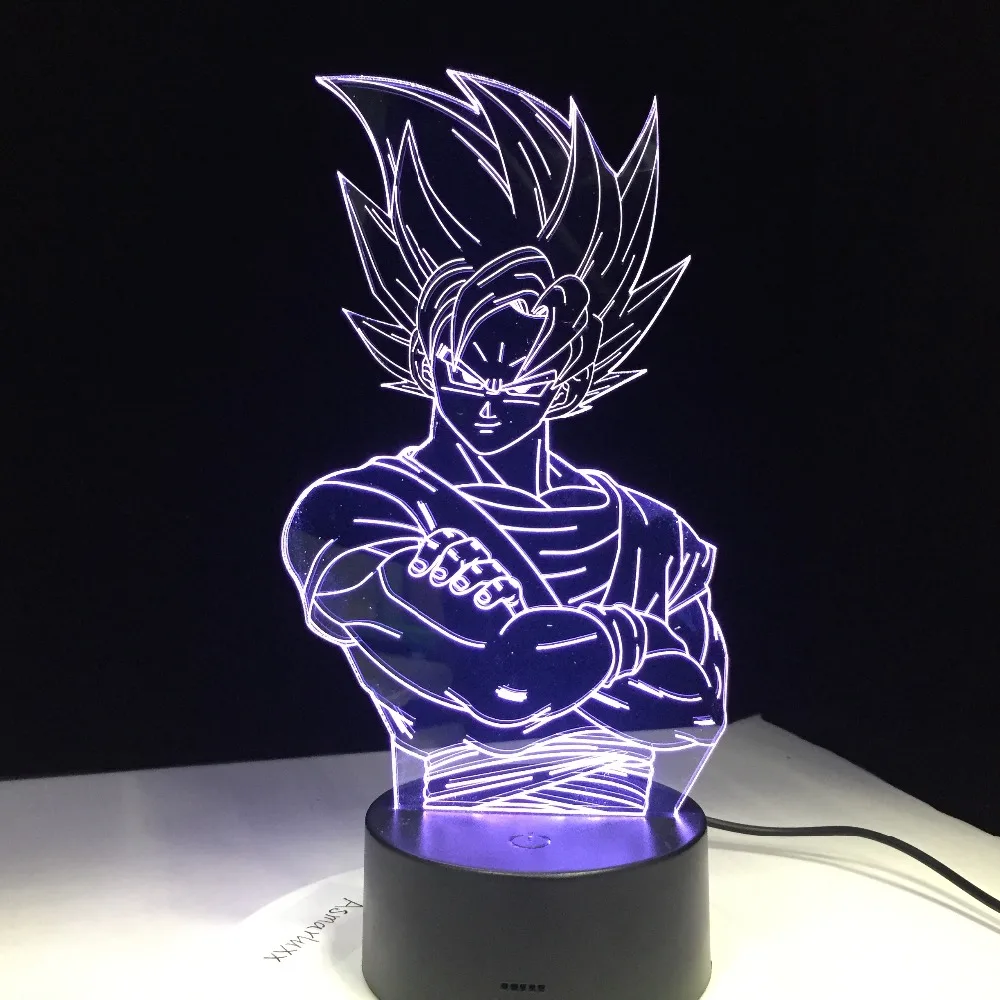 Para niños Dragon Ball Z Vegeta Super Saiyan Led luz lámpara Super Son Goku Led mesa escritorio lámpara Luces Navidad con Touch/Remote