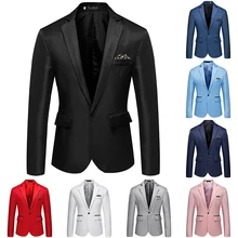 Новинка, мужской модный Повседневный приталенный пиджак на одной пуговице, мужской деловой роскошный пиджак, 8 цветов, маленький костюм, костюм для свадебной вечеринки