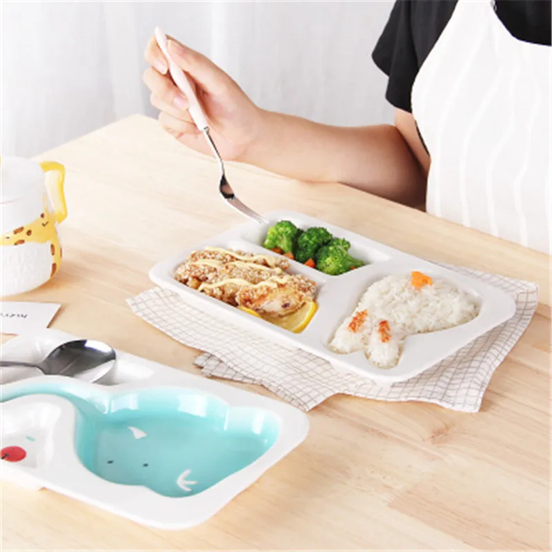 ideacherry Babies Cute Cartoon Plate Girls Boys Children Dinner Feeding Dinnerware Plate for Kids Gift Ceramic Divided Bowl Tray ideacherry Babies Cute Cartoon Plate Girls Boys Children Dinner Feeding Dinnerware Plate for Kids Gift Ceramic Divided Bowl Tray