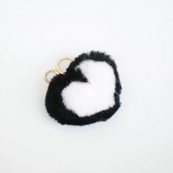 

real rabbit fur cell phone/keychain warmth pendant two color fluffy heart fashion accessories for women Kc97174