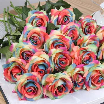 Fresh Artificial Rose Flowers Real Touch Fake Rose Flowers Home Wedding Party Garden Decoration Small Rose Flowers Bouquet