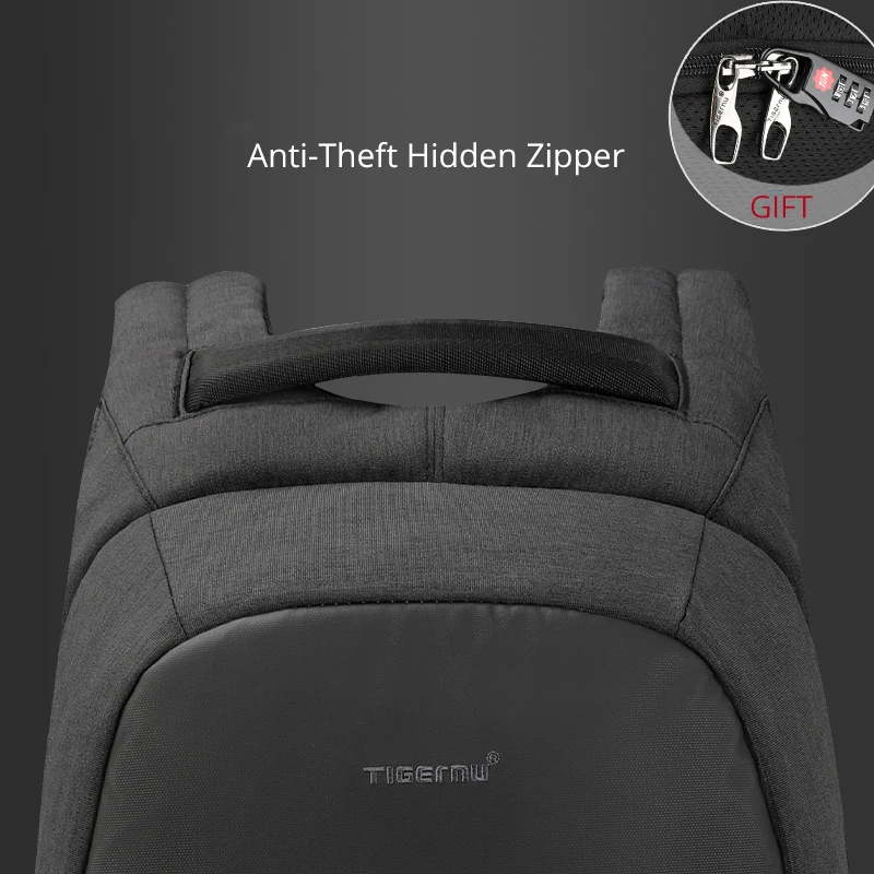 Tigernu, мужской повседневный рюкзак для ноутбука, Противоугонный рюкзак, женский, водонепроницаемый, USB зарядка, дорожная сумка для девочек, черный, Mochila
