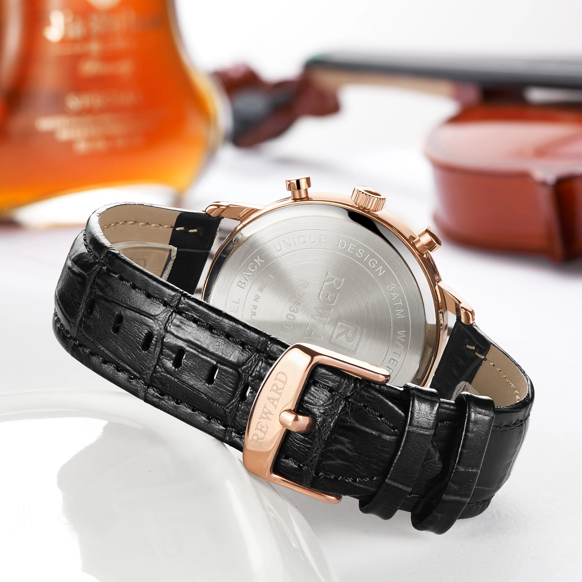 Модные часы с цветным стеклом и хронографом, мужские спортивные часы, водонепроницаемые кожаные часы Montre Homme