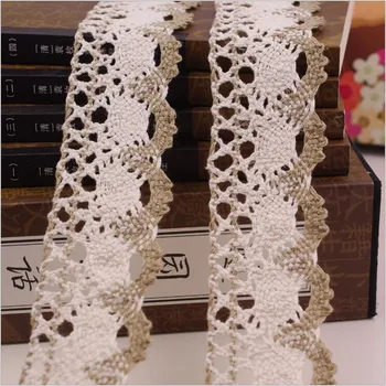 

2017 Limited Real Eco-friendly Sewing Accessories 200 meter Width 4cm Brown Sun Flower Lace sofa Towel Basket Cotton Lace