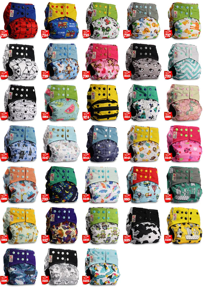 Set of 4 Fastener: Hook-Loop Reusable Pocket Cloth Nappy Littles /& Bloomz Patterns 403 with 8 Bamboo Charcoal Inserts