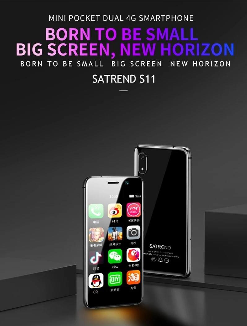 Satrend S11 Мини смартфон 3,2" Dual 4G LTE MTK6739 четырехъядерный 2 ГБ+ 16 Гб gps ультра тонкий телефон маленький Android сотовый телефон