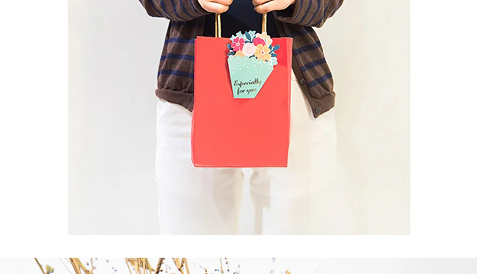 Creative Bouquet Greeting Card Message Card 5pcs/lot for Wedding Birthday Party Invite Gift Box Decorations AES009