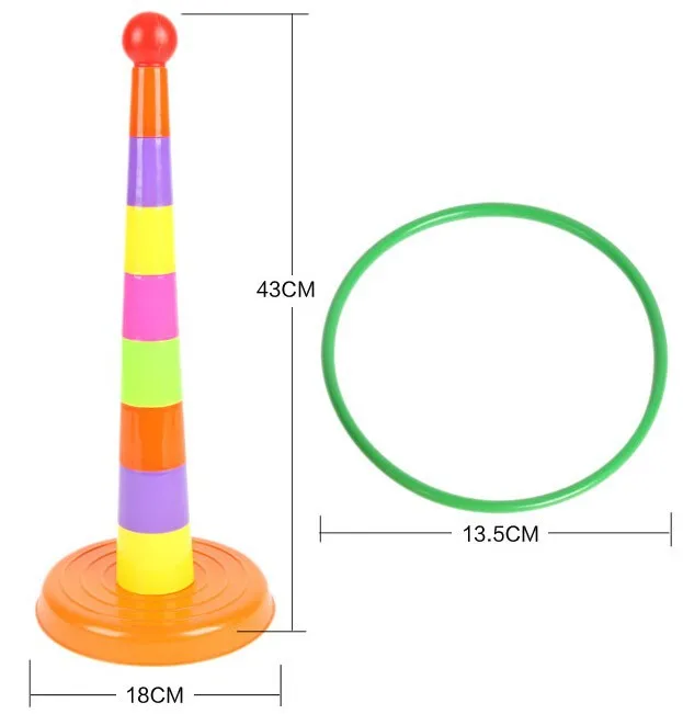 6 колец и 1 башня) Безопасность детей бросать кольцо игрушечная Пирамидка безделушка для комнатных и уличных видов спорта игра