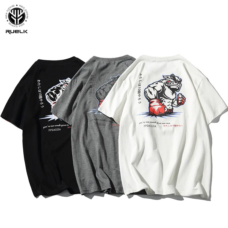 RUELK Animal Print Tracksuit t Shirt Muscle Trends In 2019 Fitness Cotton Brand Clothes For Men Bodybuilding Tee Large 5XL | Мужская