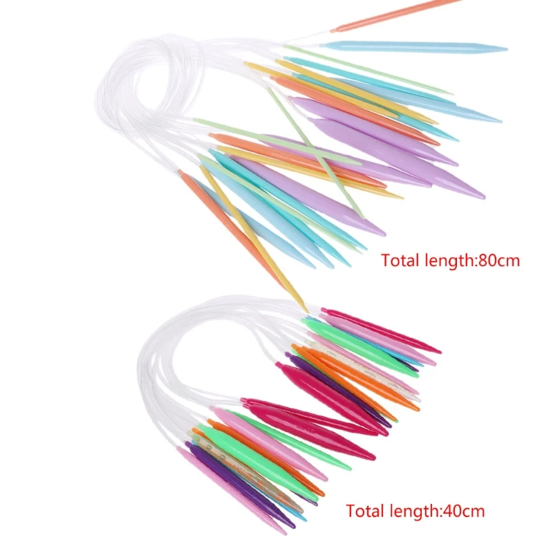 

12x Plastic Circular Knitting Needle Crochet Set Craft Multicolor Tube 40cm 80cm