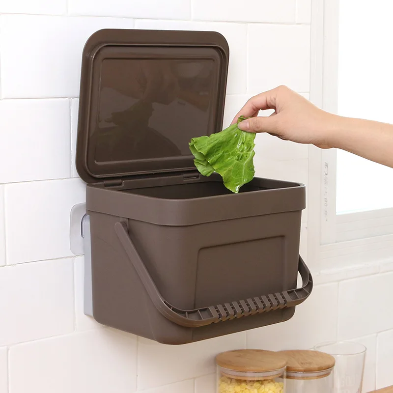 Garbage Box Dust Waste Bin Dual-use Storage Box Door Hanging Wall Mounted Debris Box Trash Bin Dustbin Gathering Dropshipping