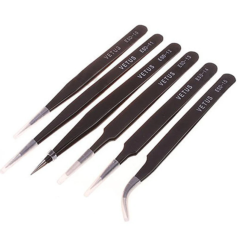 

VETUS 6pcs Safe Anti-static Tweezers Maintenance Tools ESD
