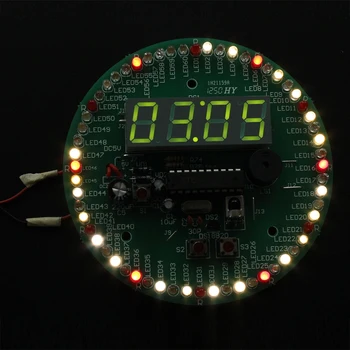 

LED Tube Clock Display Kit 4 Digital DS18B20 Rotating Time Alarm Temperature Module Kit DIY Kits w/IR Remote Controller
