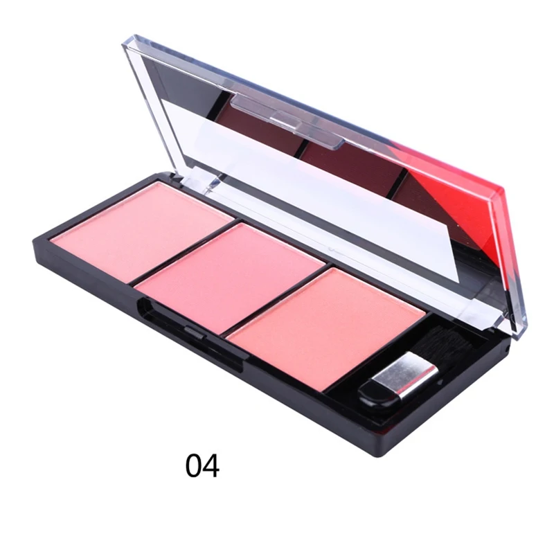 

3 Colors Natural Long-lasting Blusher Powder Palette Shimmer Highlighter Blush Cheek Makeup Tool SSwell