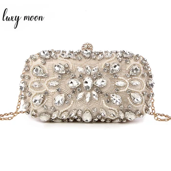 

Luxury Crystal Clutch Purse and Handbag Wedding Clutch Bag for Women 2019 New Shoulder Bag Fashion Diamond Pearl bolsa feminina