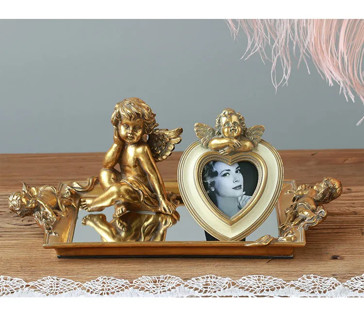 Angel фоторамка рамка для картины оригинальная рельефная Европейская ретро старая Золотая рамка из смолы для картины украшения ювелирных изделий 3 дюймов 6 дюймов