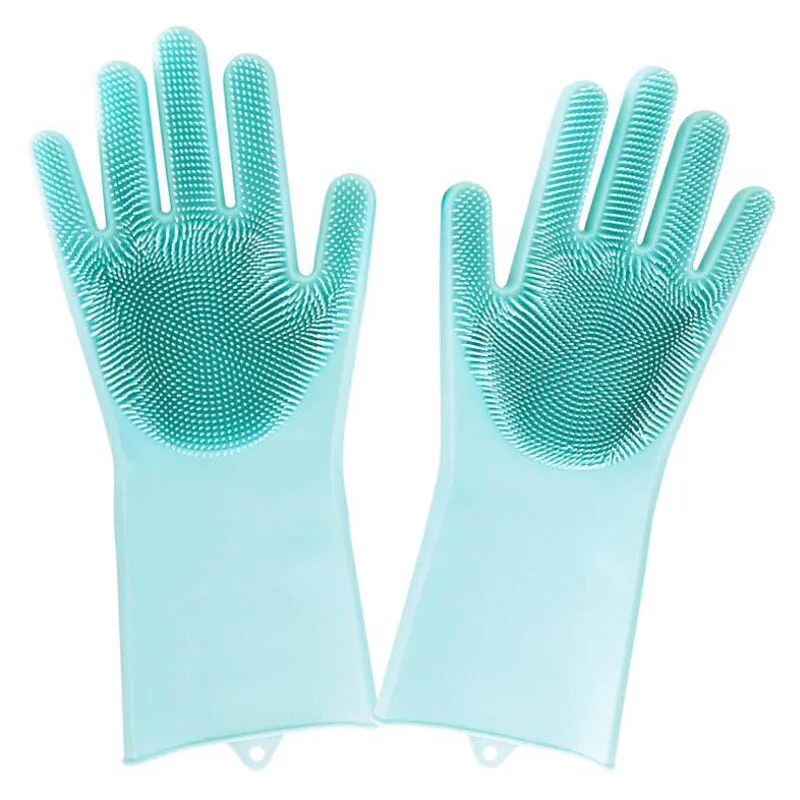 

Magic Silicone Rubber Dish Washing Gloves Eco-Friendly Scrubber Cleaning Brush For Kitchen Bed Bathroom Hair Care