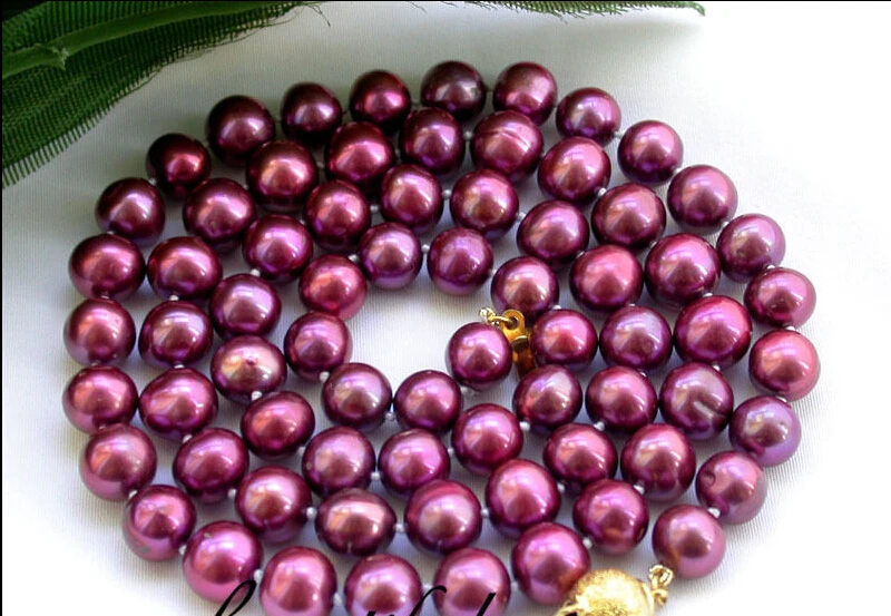

FREE shipping>>>>z1865 24" 9mm round purple freshwater shell pearl necklace