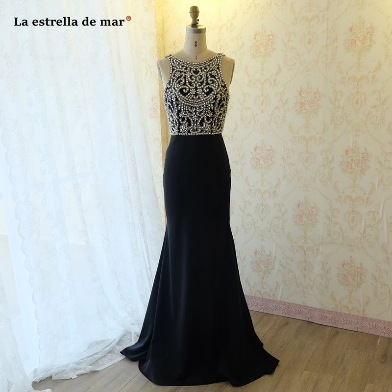 Vestidos de fiesta de вечернее платье elegantes2019Scoop шеи кристалл Холтер роскошные сексуальные Русалка черный бордовый турецкий выпускное платье