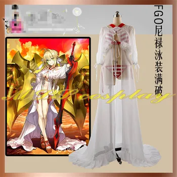 

Japanese Amine FGO Fate Grand Order Saber Cosplay Costume Caster Clothing White Dress Woman Custom Made Swimsuits