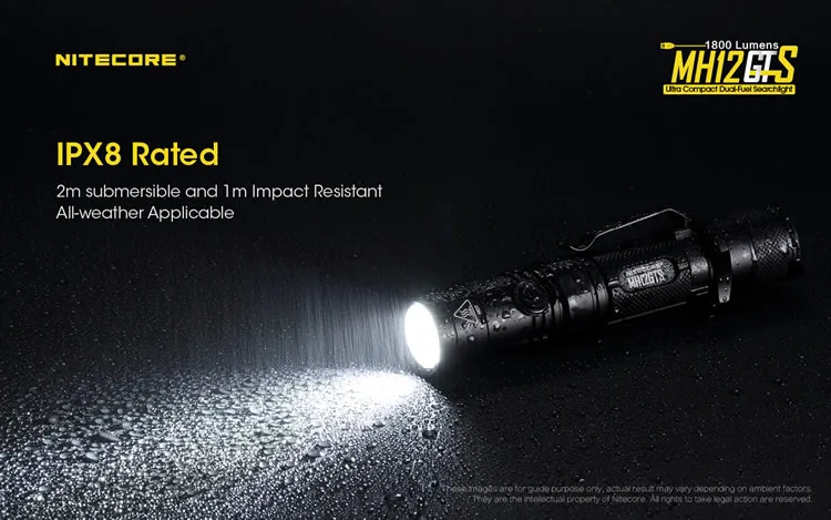 NITECORE MH12GTS USB Перезаряжаемый тактический фонарь XPP35 HD светодиодный открытый поисковый фонарь без батареи 18650