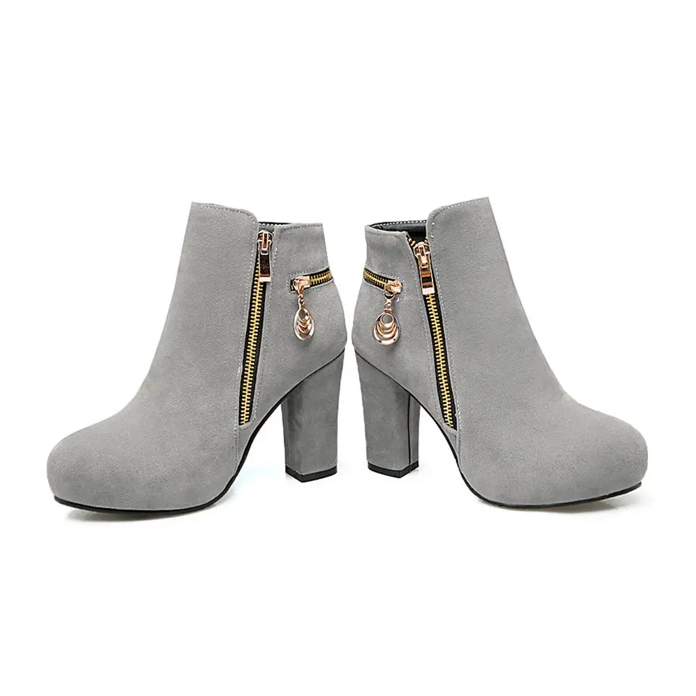 KarinLuna/ г. Большой размер 33-43, обувь на платформе и высоком каблуке женские ботильоны на молнии женские зимние ботинки на меху женская обувь
