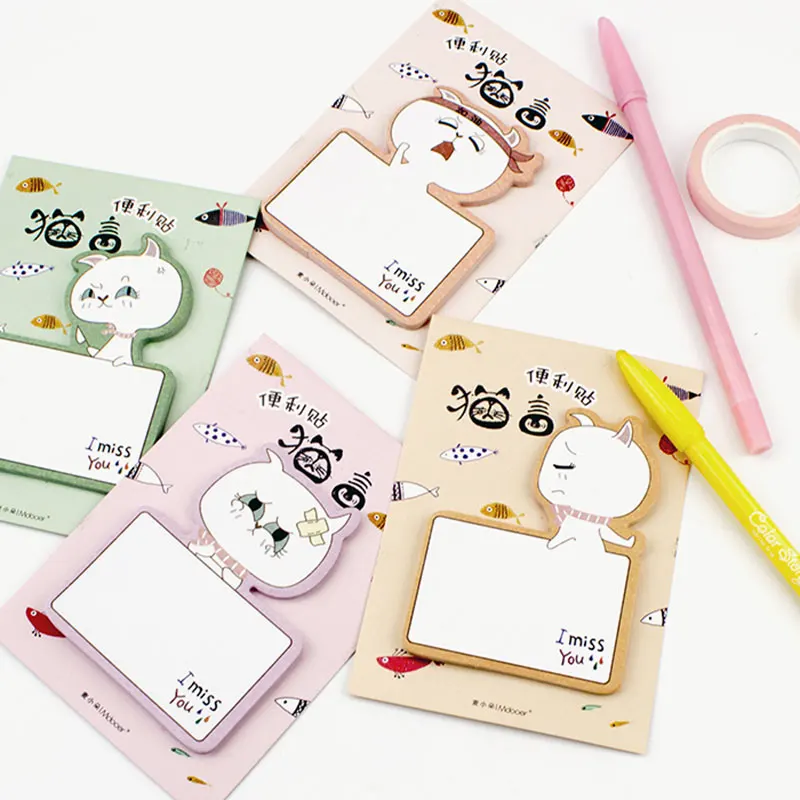 

1X DIY Cute Cat expression stickers Week plan Memo Pad Sticky Kawaii Paper Sticker Pads Post Note Creative Korean Stationery