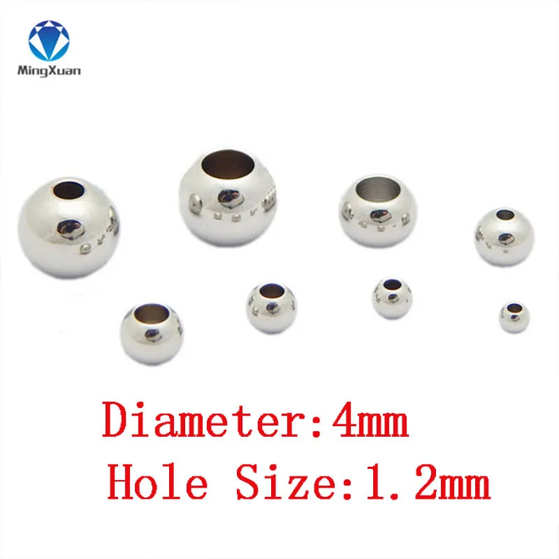 4x1.2mm 100 шт./лот 3/4/5/6/8/10 мм Серебряный Нержавеющая сталь разделительные бусины с большими отверстиями, кулоны А-1,2-5 мм подходит для браслеты с подвесками Браслеты ювелирных изделий - Цвет: 4x1.2mm