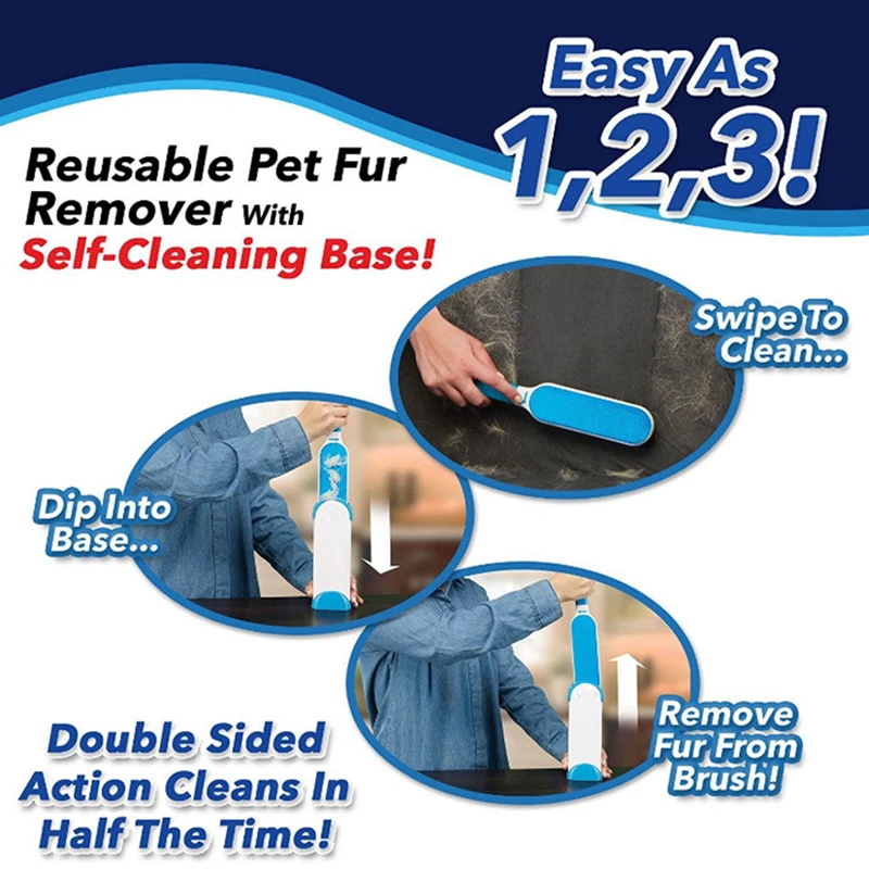 Eworld 3 pcs  Pet Hair Remover Static Brush Magic Fur Cleaning Brushes Reusable Device Dust Brush El (1)