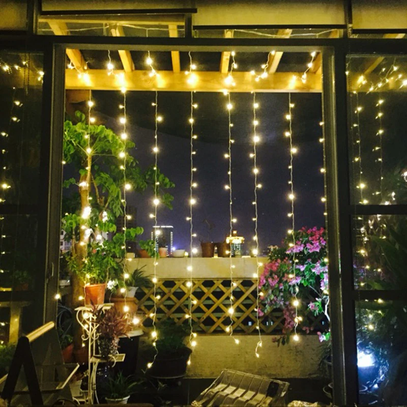 

2 * 2m 192 bulbs LED Curtain string lights christmas Garland new year holiday party wedding luminaria decoration lamps lighting