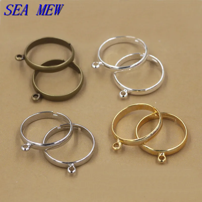 SEA MEW 50 шт модное медное кольцо с установкой родия серебряного цвета золотое
